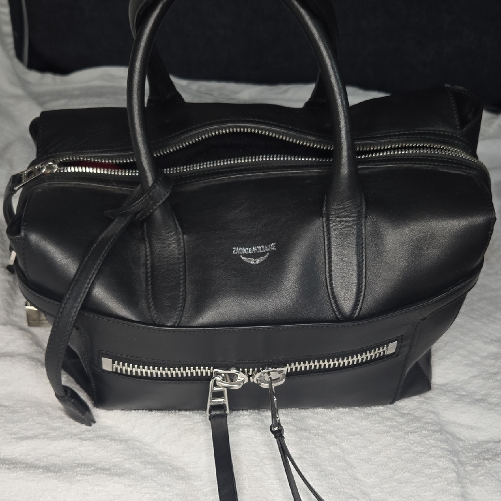 Zadig & Voltaire Black Duffel Bag with Silver Details